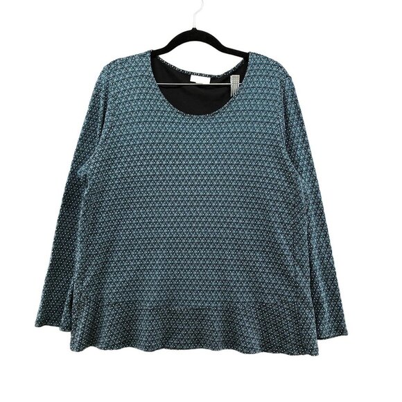 J. Jill Tops - J. Jill Long Sleeve‎ Top Womens Modal Blend Floral Blue Size Large L Crewneck